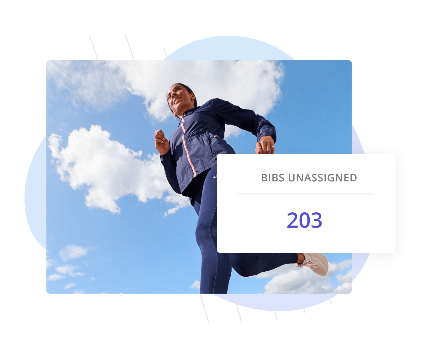 Participant running with bib assignment notification