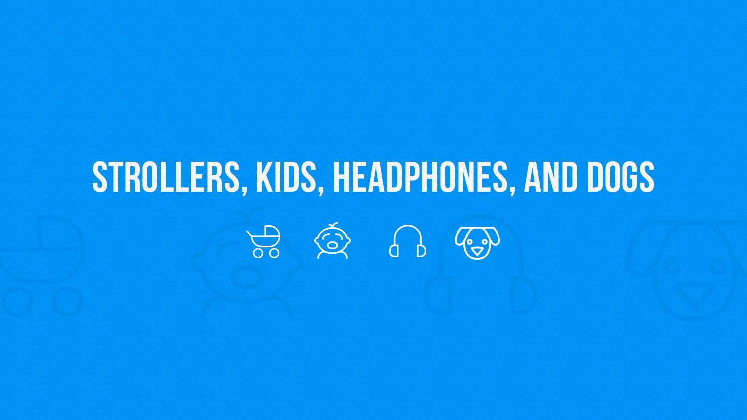 Stroller, baby, headphones and dog icons