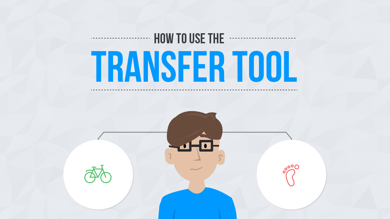 Man with bicycle and foot icon