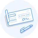 Cheque with a pen