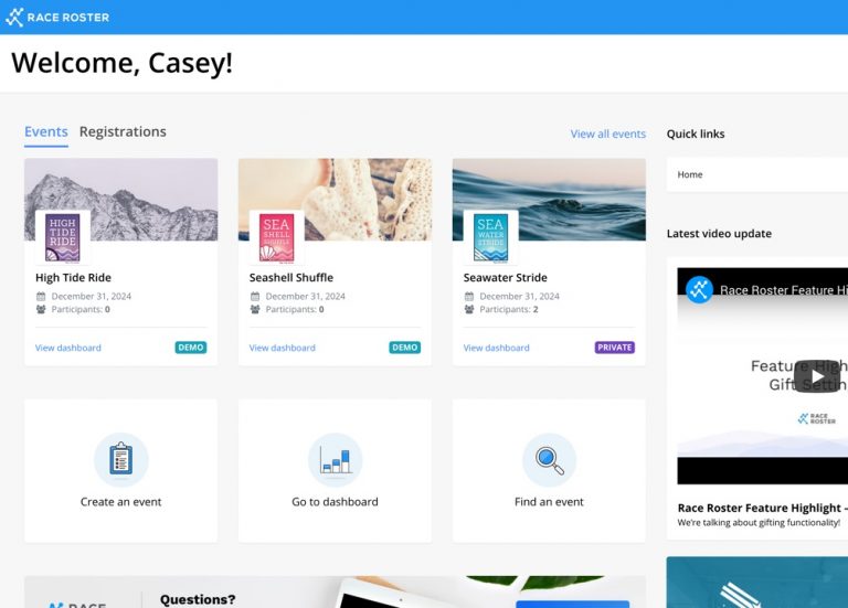 New login landing page Race Roster — Race Roster