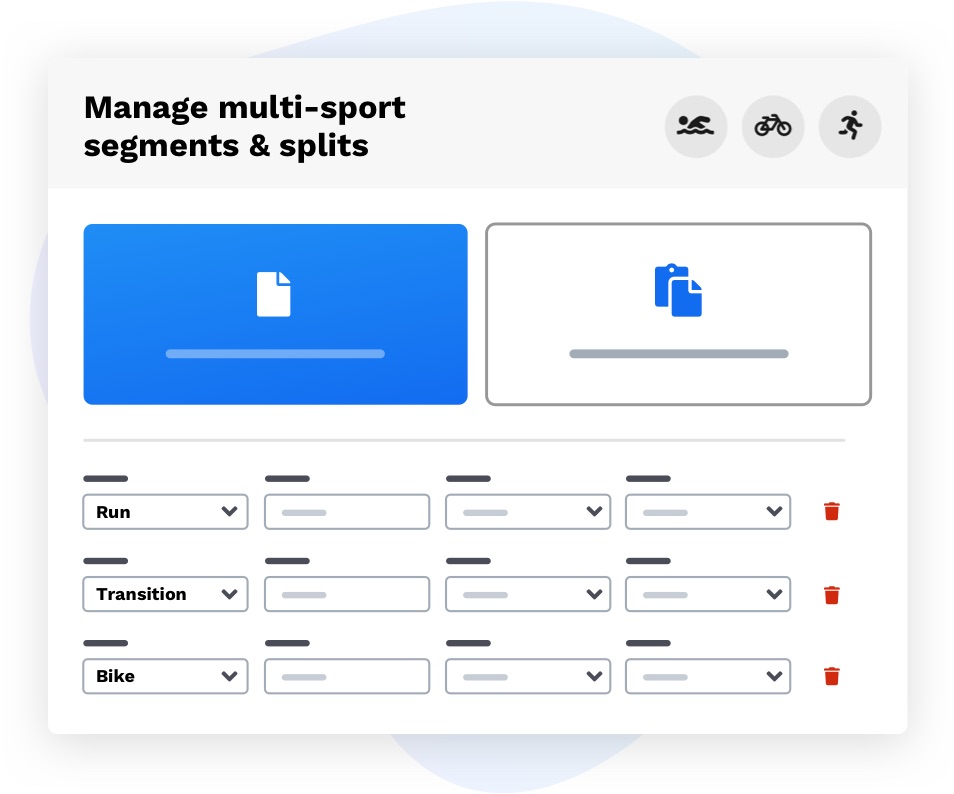 interface for setting up segments and splits