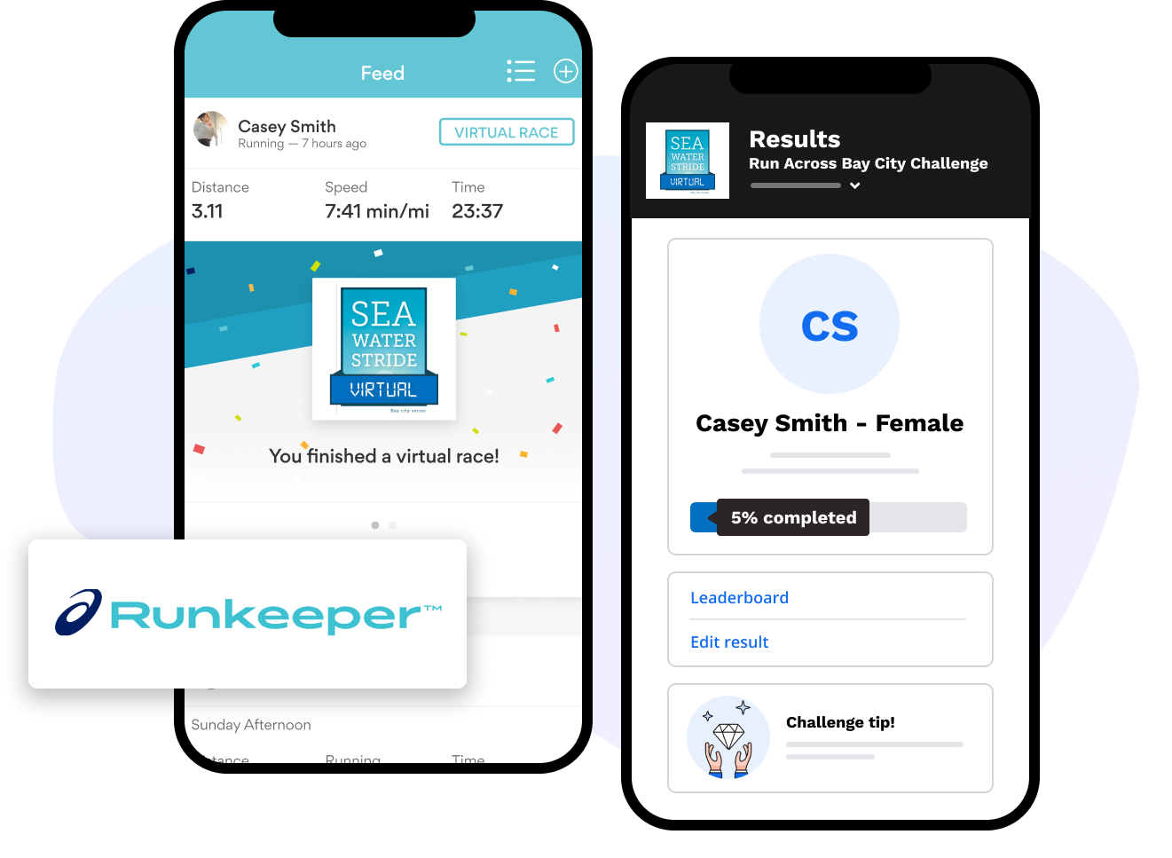 image showing the connection between ASICS Runkeeper app and Race Roster results