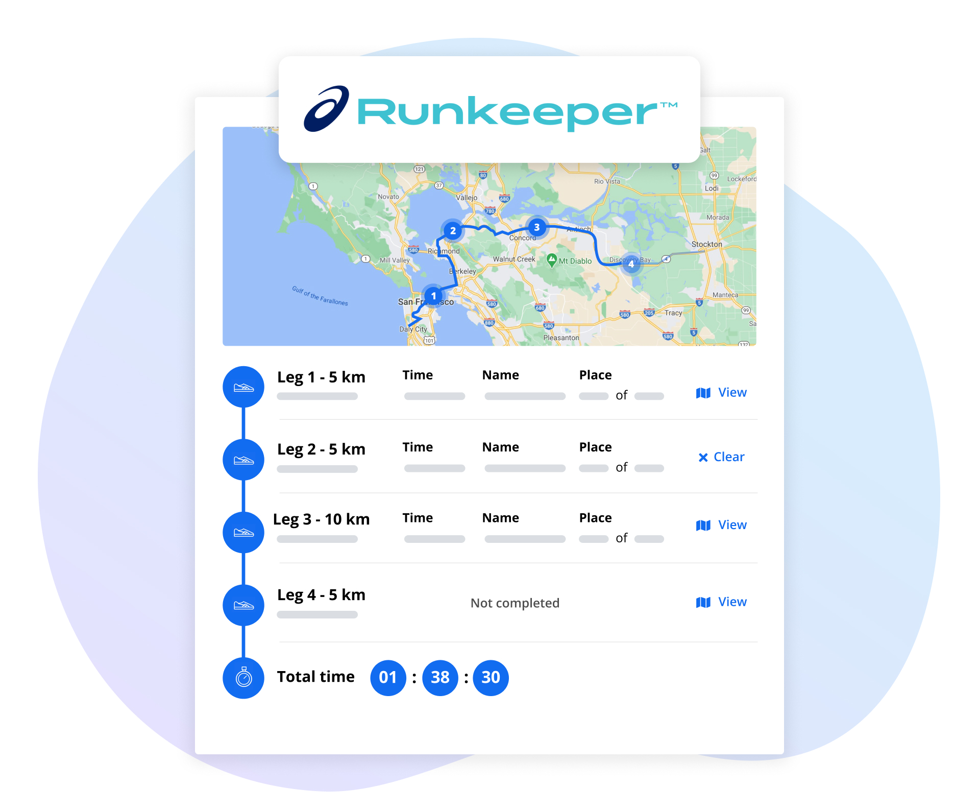 Runkeeper logo and Race Roster activity log